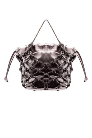 Borsa a secchiello in rete intrecciata argento PHO FIRENZE | 8023044DARKSILVER